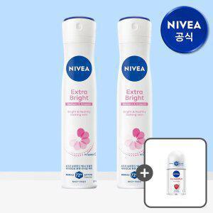 니베아 데오드란트 스프레이 엑스트라 브라이트 200ml 2개 (+ 드라이콤포트 롤온 25ml