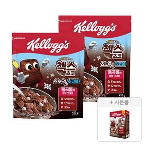 켈로그 오곡 첵스초코 스노우초코볼, 420g, 2개 + 증정(쿠키앤크림 120g, 1개)