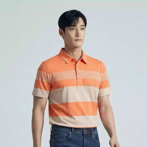 [PAT 남성] 싱글 스트라이프 패턴 카라 티셔츠_QK35133