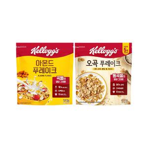 [베스트픽] 켈로그 대용량 후레이크(아몬드 후레이크 1200g, 1개+오곡 후레이크 1200g