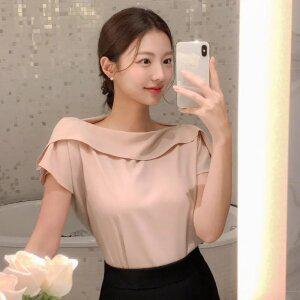 (국내제작)(여리핏/세미오프숄더) 레니에 러플 블라우스 bs7700
