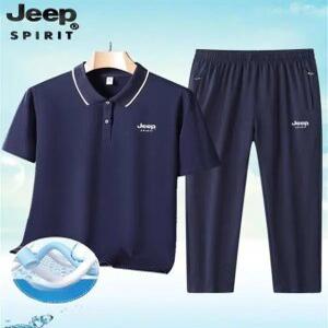 JEEP SPIRIT 지프 남성 아이스 쿨링 반팔 트레이닝 세트 여름 냉감