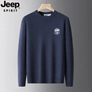 JEEP SPIRIT 남자 오버핏 라운드 니트 심플 싱글 스웨터