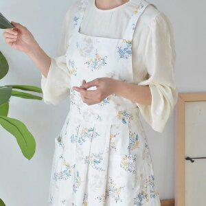 린넨 플라워 원피스형앞치마 여름 어린이집 주방 카페 식당 유치원 예쁜앞치마 7종