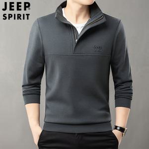 JEEP SPIRIT 남자 맨투맨 루즈핏 트레이닝 봄가을 캐주얼 반 집업 긴팔 티셔츠