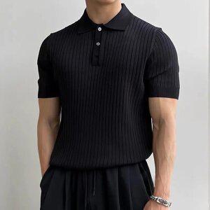 남성 반팔 폴로 니트티 여름 무지 카라티 슬림핏 캐주얼