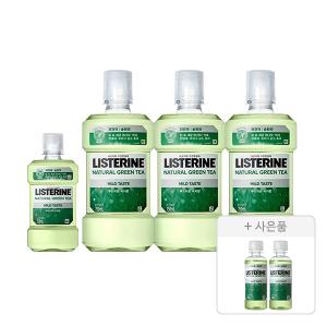 리스테린액 내추럴 그린티 마일드 750ml, 3개+250ml, 1개+증정(그린티 마일드 100ml,