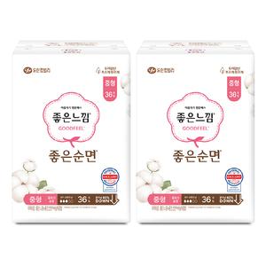 좋은느낌 좋은순면 날개형 울트라슬림, 중형, 36매, 2개