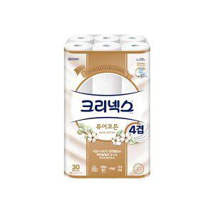[크리넥스] 천연펄프 4겹 퓨어코튼, 25m, 30롤, 1개