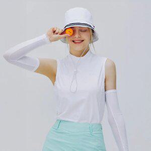 [엘르골프] 여성 메쉬 배색 목크형 슬리브리스_6I45705