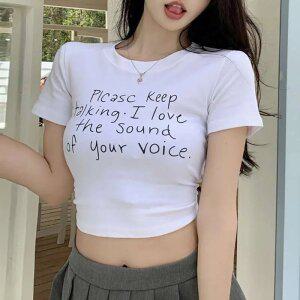 더벨러리 여성 레터링 숏 티셔츠 BKT4245