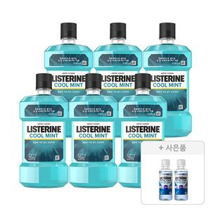 리스테린 쿨민트 250ml, 6개 + 증정(캐비티케어 마일드 100ml, 2개)