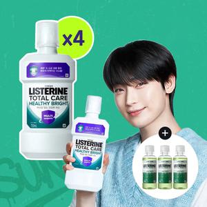 리스테린 토탈케어 헬씨 브라이트 750ml, 4개 + 증정(그린티 마일드 100ml, 3개)
