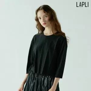 뒷버튼 와이드 플리츠 티셔츠_LPTSS023001