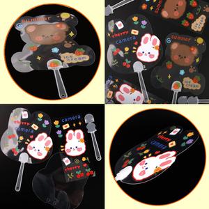 PVC 투명 동물 스티커 꾸미기 부채 만들기 DIY 색칠놀이 아크릴 물감