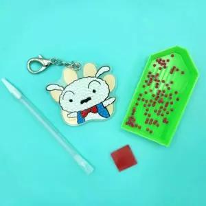아트박스/아이러브페인팅 DIY키링형 짱구 보석십자수 6X6cm 흰둥이