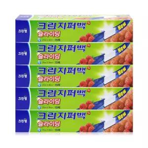 크린랩 크린 슬라이딩 지퍼백(대) 27x28cm 15매 x 5개
