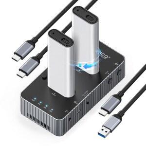 ORICO 40Gbps M.2 NVMe 하드 드라이브 도킹 스테이션, 오프라인 클론 듀얼 베이 클론, USB C 케이블 포함