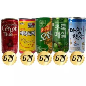 미니 꼬마캔 음료 175ml 6캔씩 5종 혼합세트 (실론티+비락식혜+웅진오렌지+웅진초록매실+웅진아침햇살)