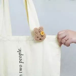 토끼인형뱃지 털실브로치 브롯지 귀여운 라이트브라운-WF60797