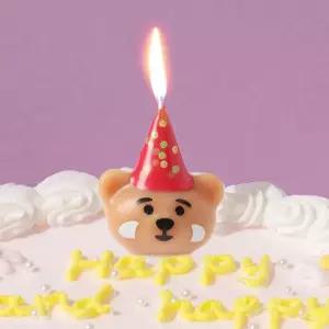 (4개입) 고깔곰 생일초/데코용/컬러초/색깔초/파티초/캔들/데코초/생일용/축하용/이벤트/기념일/생파/촛불