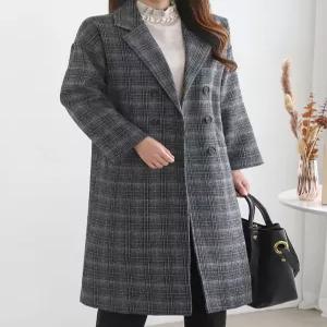 [모리스커밍홈]모던 더블버튼 체크 울 누빔코트_M2111CT703D_L3