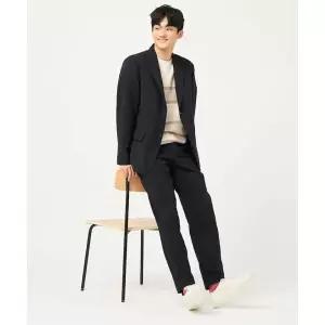 매장정품 빈폴 BEANPOLE MEN 젠틀테크 솔리드 테이퍼드 셋업 팬츠 - 블랙 BC5321C655 189589