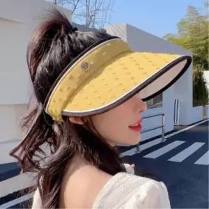 엄마 예쁜장식 챙넓은 돌돌이 여름 썬캡 뚜껑없는 공원걷기 50대