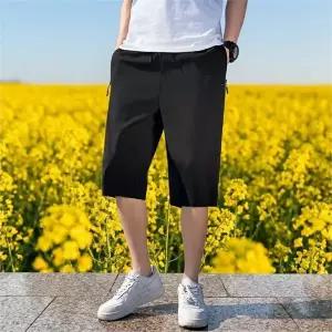 남성 7부 반바지 쿨링 하프 팬츠 남성 밴딩 반바지 트레이닝 운동복 여름