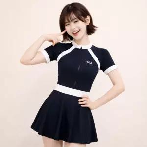 주니어 반팔 원피스 수영복 초등학생 집업 플레어 스커트 래쉬가드