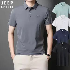 JEEP SPIRIT 남성 여름 아이스 실크 폴로셔츠 반팔 비즈니스 칼라티 속건 통기성