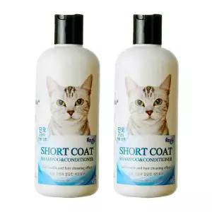 포켄스 단모용 애묘 고양이 샴푸 린스 피모건강 세정 300ml 2개