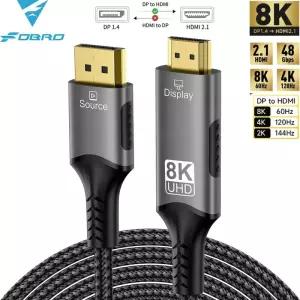 HDMITODP 8K DP-HDMI 21 케이블 오디오 비디오 변환기 단방향 어댑터 HDTV 프로젝터 노트북 모니터 8K60Hz