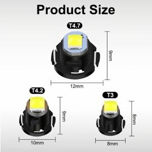 10개 T3 T4.2 LED 전구 캔버스 슈퍼 브라이트 실내등 대시보드 경고등 웨지 자동차 계기등 12V