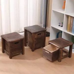 원목스툴 수납 카페 대형서랍 30x30x25 카키 다기능 신발 다크 우디 수납스툴