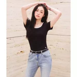 [LEE]우먼 U넥 티셔츠 블랙 LE2602ST63BK 744762