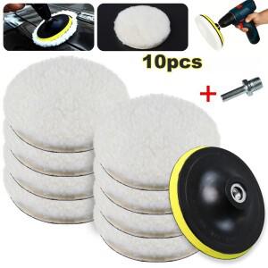 10PCS 7/6/5/4/3inch 자동차 연마 왁싱 버핑 휠 패드 폴리 셔 키트 M10/M14 드릴 커넥터 페인트 케어
