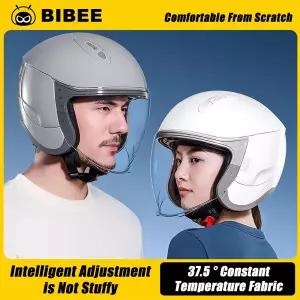 바이크 오토바이 반모헬맷 BIBEE 헬멧 남자 여자 더블 렌즈 3/4 오픈 페이스 전기 제트 스쿠터 하프