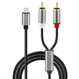 2RCA 로터스 오디오 케이블 아이폰호환 타입-C 연결 박스 스피커 TV 앰프용 레드 및 화이트 1/2 3.5mm TRS