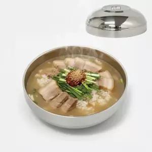 스텐 밥공기 국그릇 면기 그릇 스테인리스 주방 한식 식당 업소용 이중 뚜껑