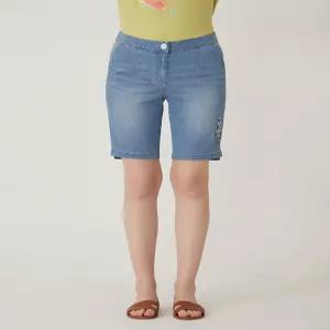 [올리비아로렌]자수 포인트 5부 데님____VVCMPYM5371