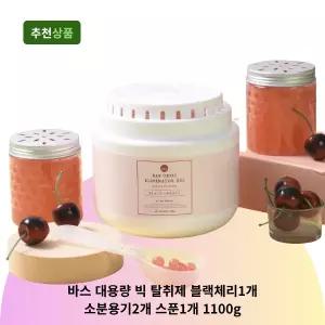 바스 대용량 빅 탈취제 블랙체리1개 소분용기2개 스푼1개 1100g (담배 냄새제거 화장실)
