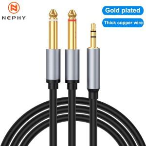 3.5mm ~ 이중 6.35mm TRS AUX 케이블 Y 분배기 오디오 어댑터 커넥터 (믹서 앰프 용) 1/4 인치 잭 와이어 2