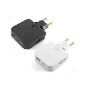 USB 포트가 있는 접이식 EU 플러그 어댑터 4 in 1 확장 소켓 러시아 스페인  여행 전력 변환기 AC 콘센트