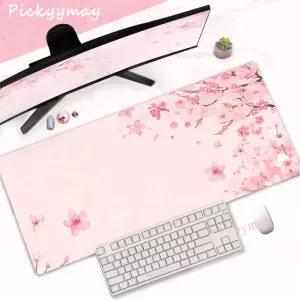 핑크 벚꽃 마우스 패드 홈 컴퓨터 테이블 대형 Pc 아트 사쿠라 키보드 일시 중지 러그 데스크 매트