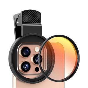 SANOTO 사진 스튜디오 액세서리 8포인트 스타 필터, 52mm 회전식 렌즈, 보석 라이트 박스용 폰 클립 포함