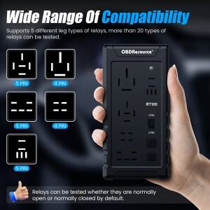 자동차 릴레이 테스터 RT100 컴팩트 무선 슈퍼 4 핀 및 5 12 V 24V 인식