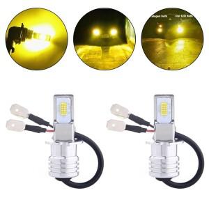 2개 미니 소형 H3 LED 자동차 헤드라이트 전구 안개등 노란색 DRL 슈퍼 밝은 흰색 주행등 DC 12V-24V