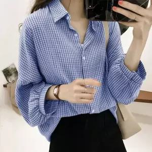 러블리 블라우스 여성 3컬러 깅엄체크 셔츠