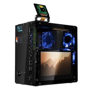 라즈베리 파이 5, 오픈클로 AI 에이전트, 듀얼 NVMe RAID 0/1 NAS, 카메라, 마이크, 오디오, M.2 Hailo8, LLMs ChatGPT /Gemini용 4.3 u201D 터치스크린이 장착된 Pironman 5 Pro Max 미니 PC 케이스(RPI5 미포함)